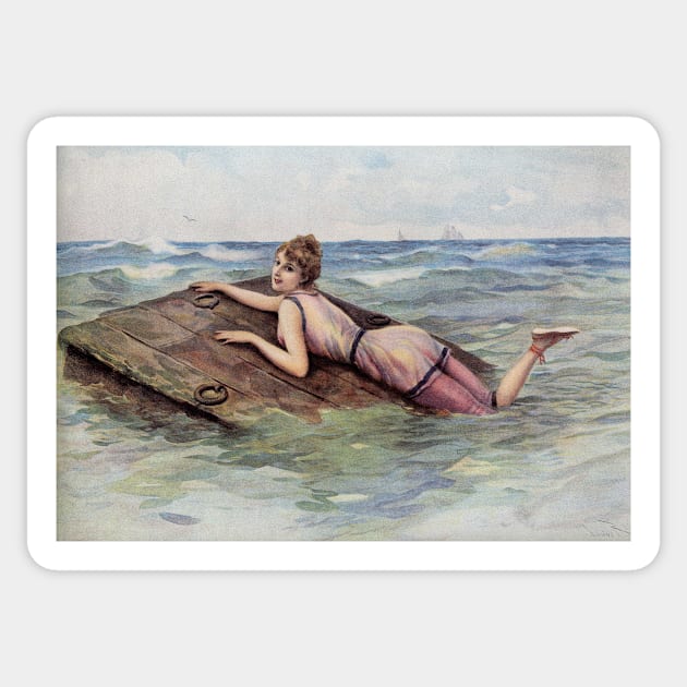 Au But by L Rossi risque capsized girl Sticker by artfromthepast